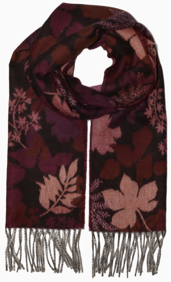 Burgundy Autumn Leaves Scarf