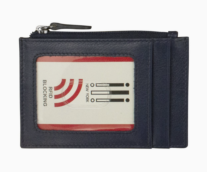 Navy Leather Credit Card Holder