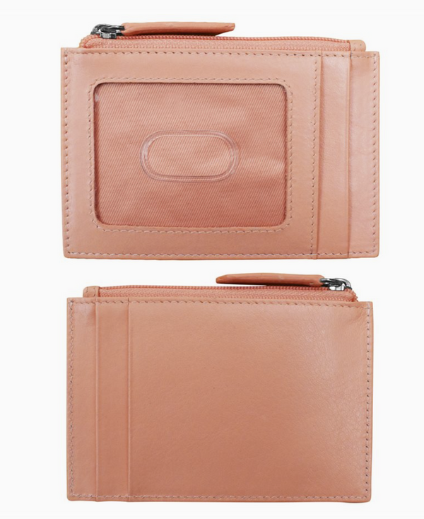 Peach Leather Credit Card Holder