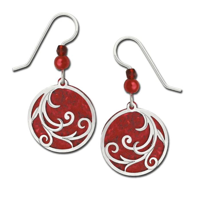 Bright Red Disc Overlay Earring