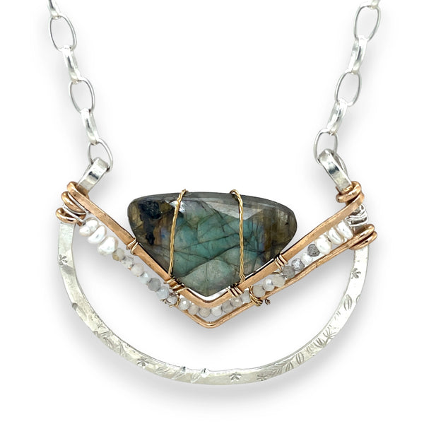 Labradorite & Pearl Sterling Necklace