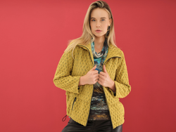 Chartreuse Basket Weave Zip Jacket