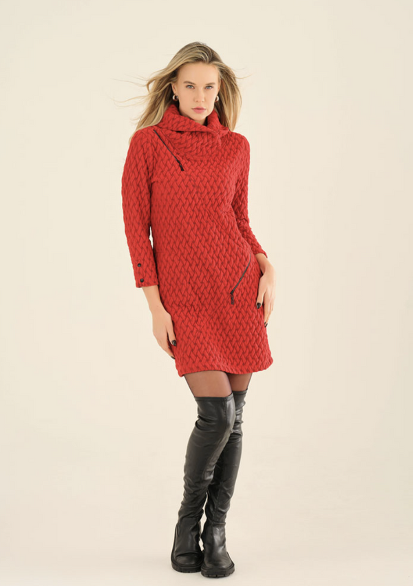 Red Basket Weave Dress