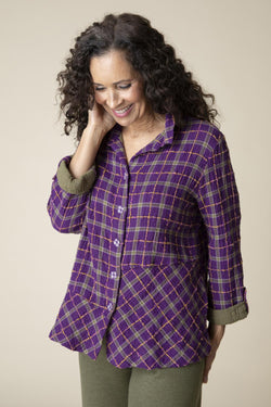 Plum Cotton Plaid Shirt