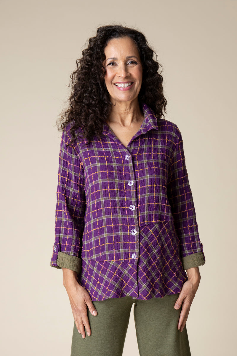 Plum Cotton Plaid Shirt