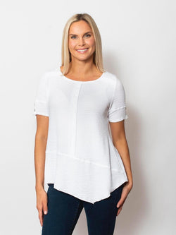 White Asymmetrical Seersucker Top