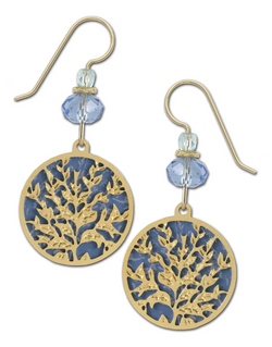 Blue Gold Floral Earring