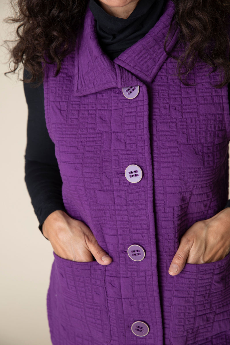 Plum Quilt Button Vest