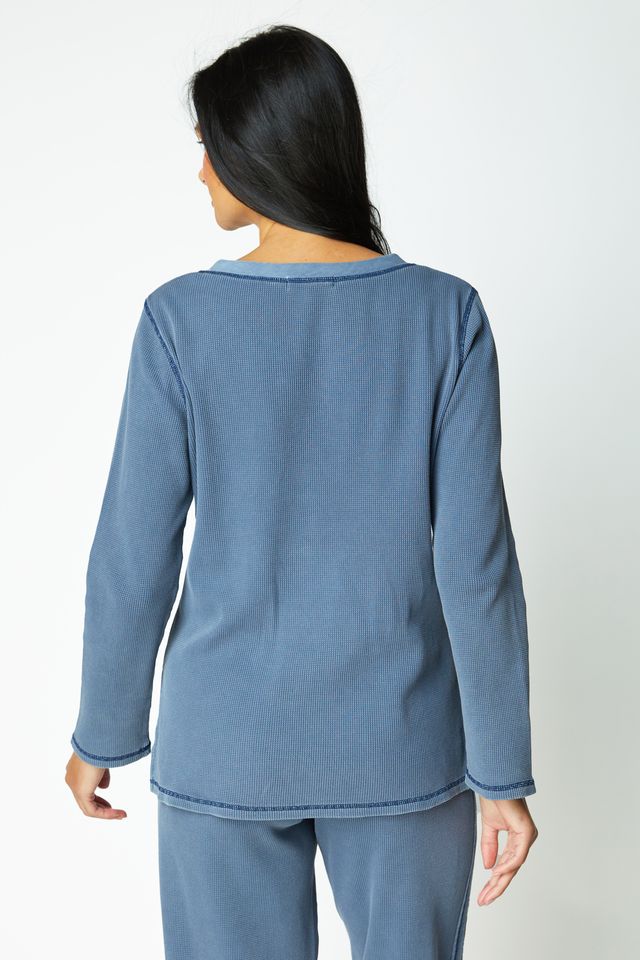 Denim Waffle Henley Top