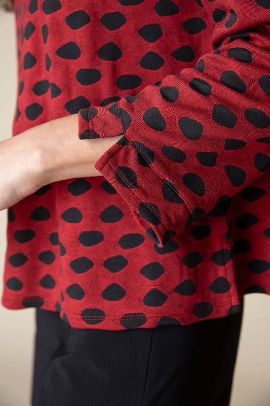 Red and Black Polk Dot Top