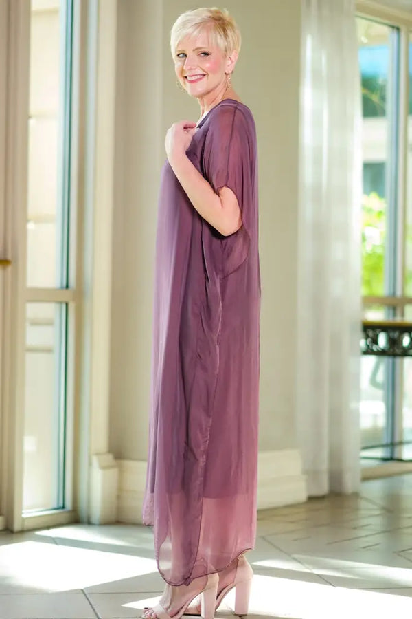 Eggplant Maxi Kaftan Dress