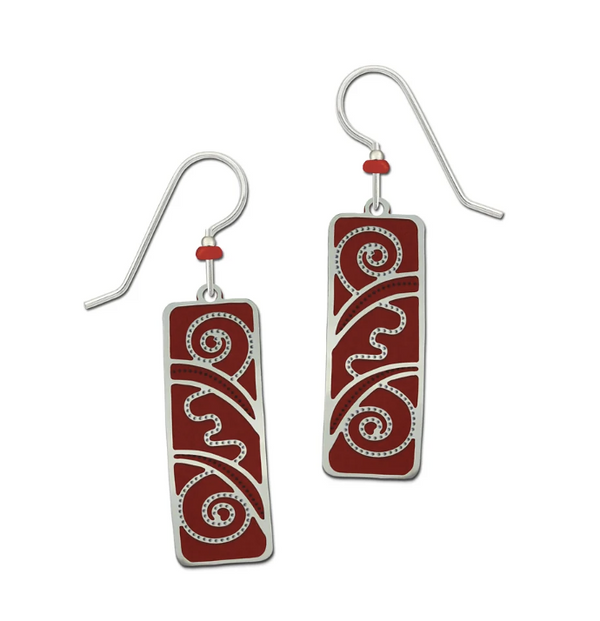 Swirls over Red  Earring