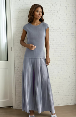 Grey Pleated Palazzo Pant