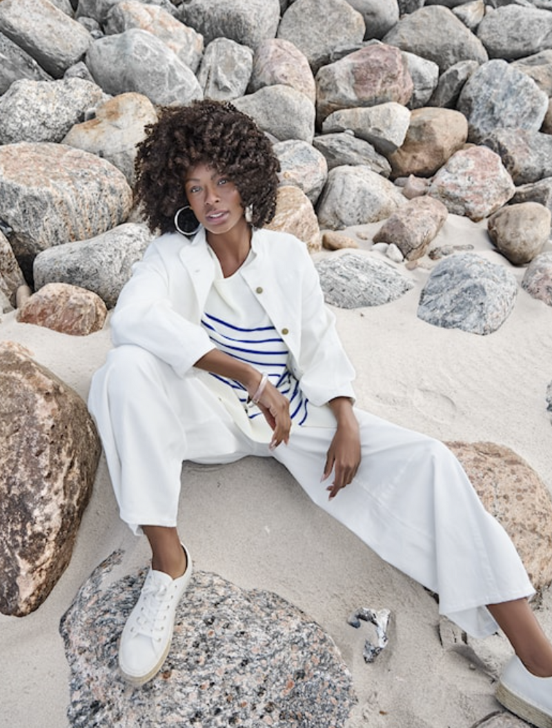 Blue Kknit Striped Asymmetrical Sweater