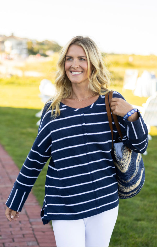 French Terry Stripe Sweater