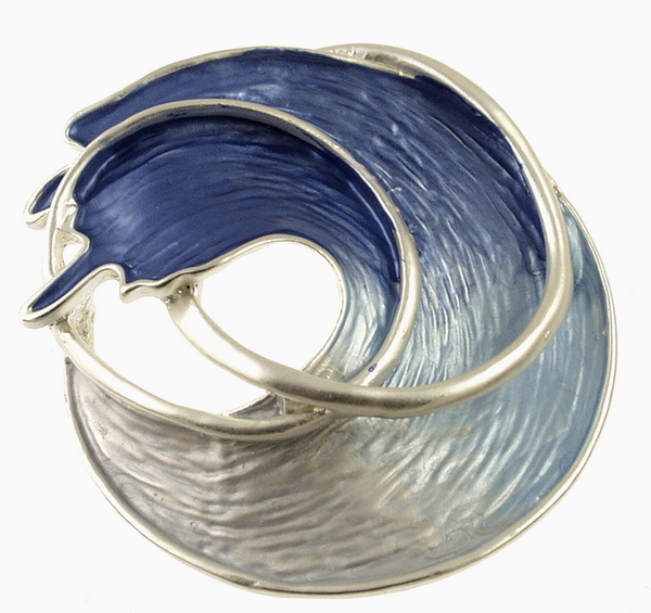 Blue Magnetic Ocean Wave Brooch