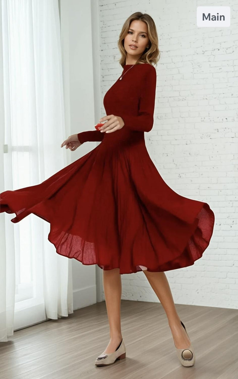 Wine Textured Onesize Dress