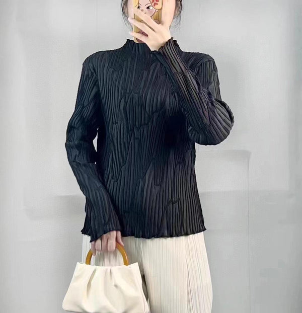 Black Texture Longsleeve Top