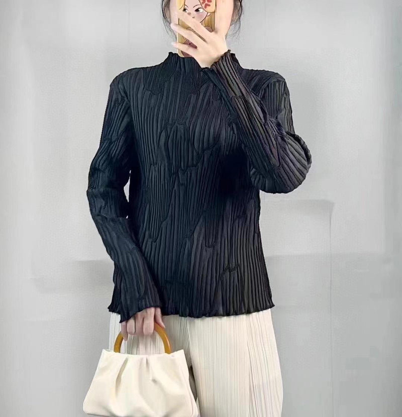 Black Texture Longsleeve Top