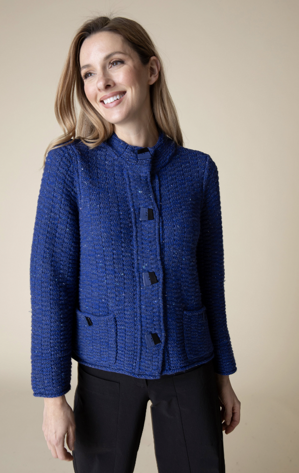 Sapphire Brick Stitch Button Cardi