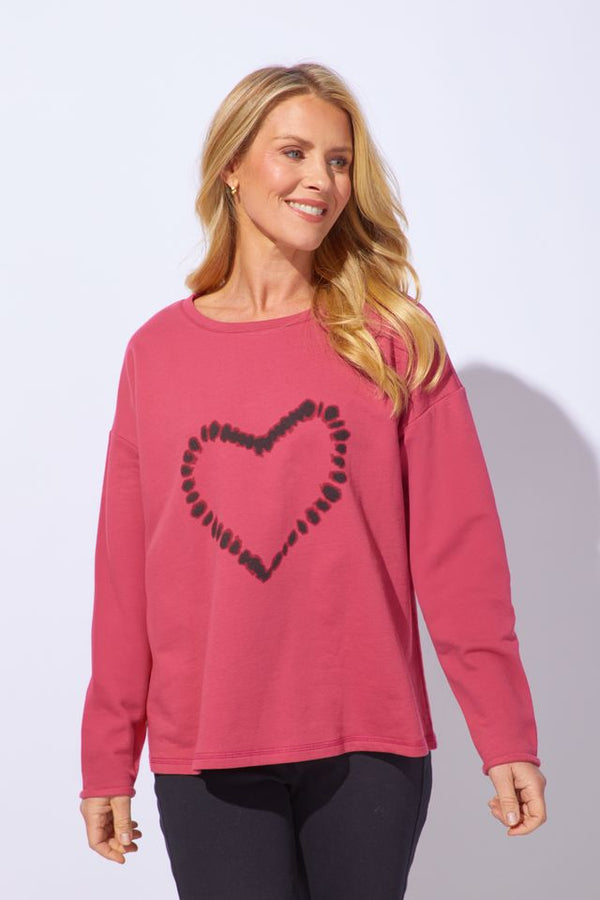Pink Heart Fleece Pullover
