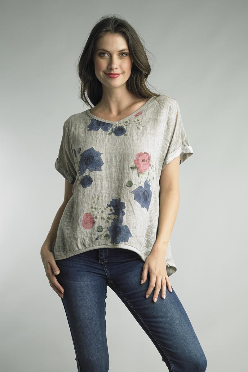 Floral Linen Combo Top