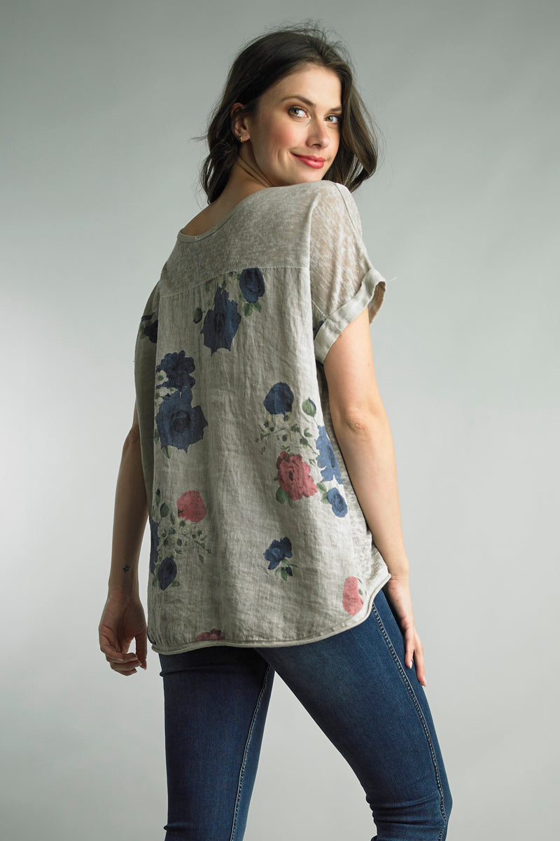 Floral Linen Combo Top