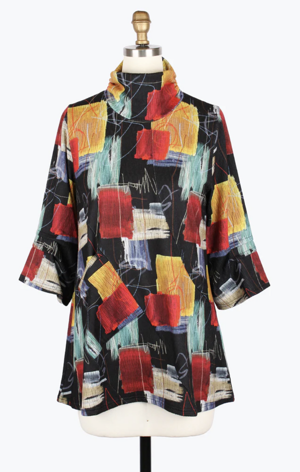 Brushstroke Art Turtle Neck Tunic