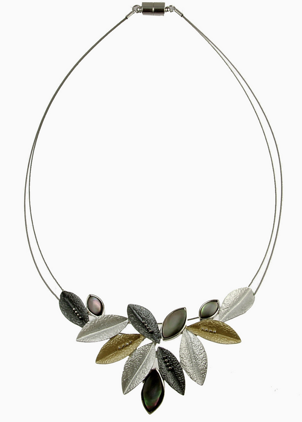 Mix Metals Leaf Necklace