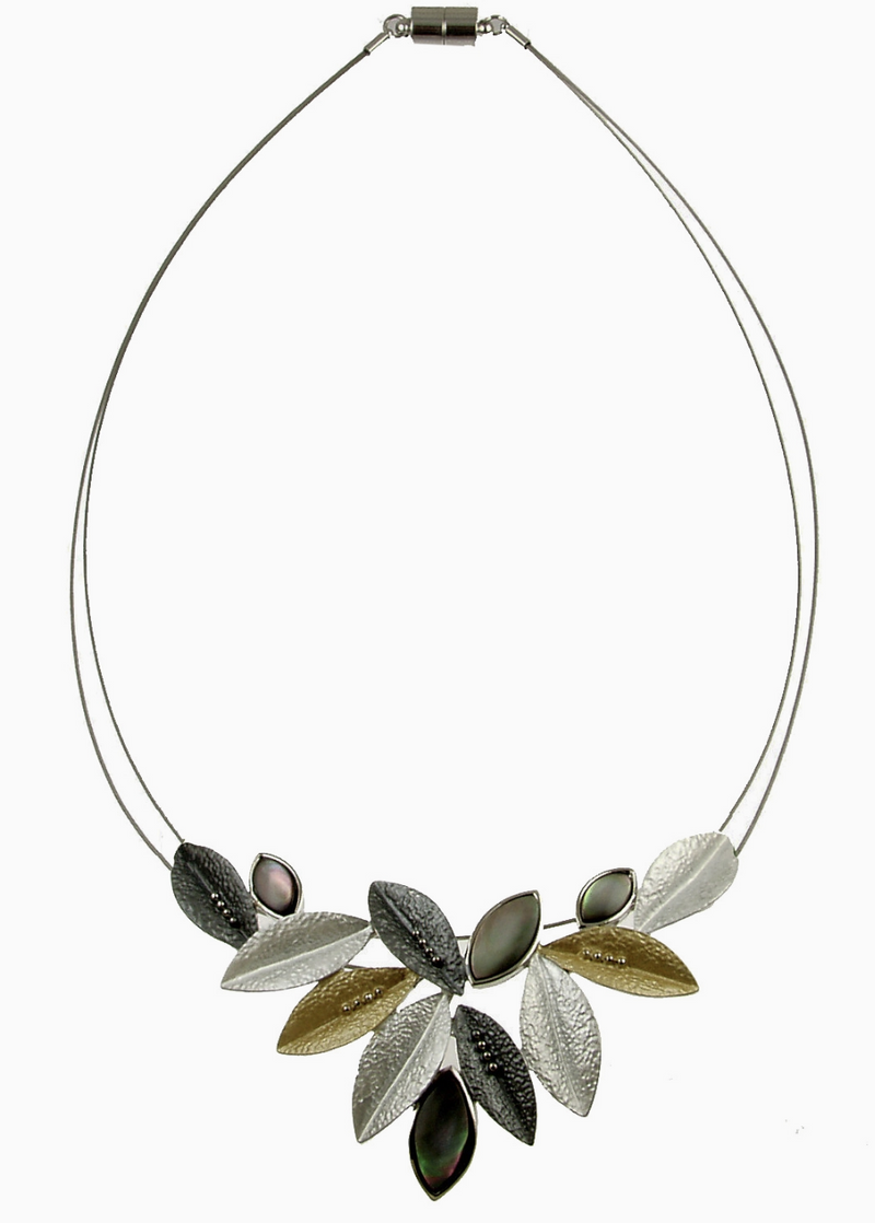 Mix Metals Leaf Necklace