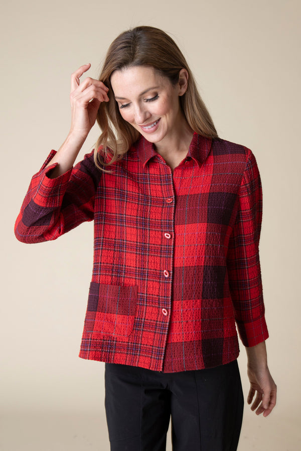 Apple Red Plaid Jacket Shirt