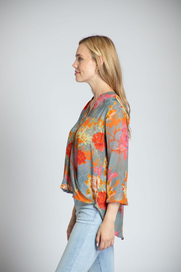 Floral Cupro Pullover Top