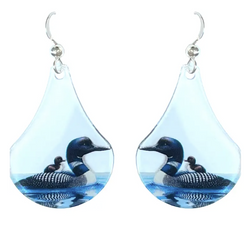 Loon with Baby Stainless Steel Earring