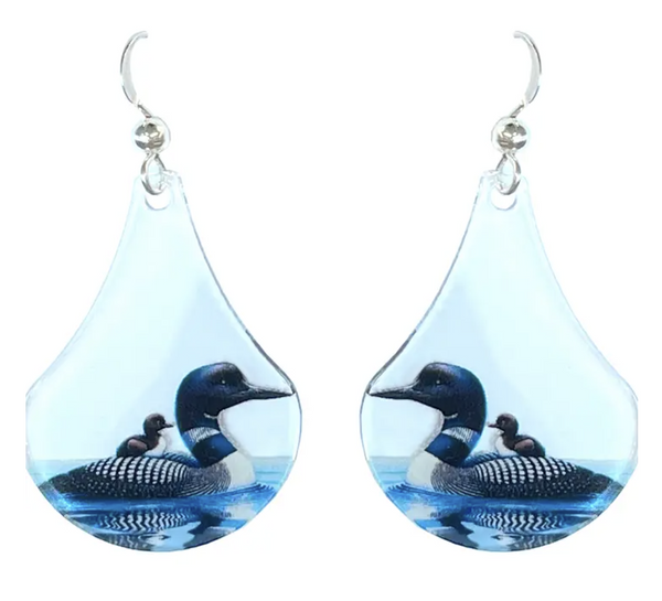 Loon with Baby Stainless Steel Earring