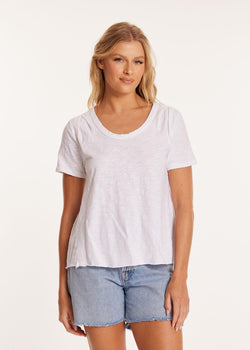 White Pleated Shoulder Top