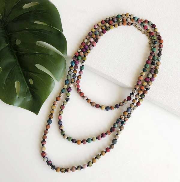 Kantha Bead Long Necklace