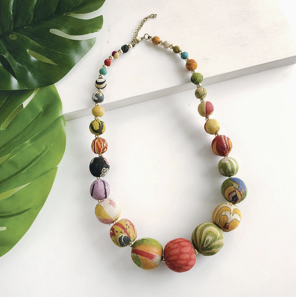 Kantha Graduated Bead Necklace
