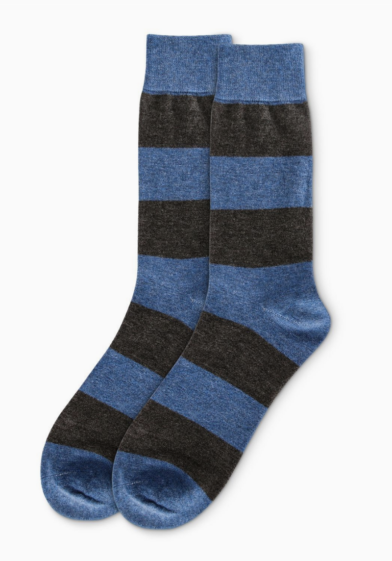 Men's Striped Soft Cashmere Blend Crew Sock