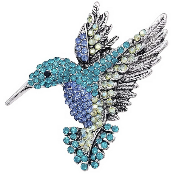 Hummingbird Blue Crystal Magentic Pin