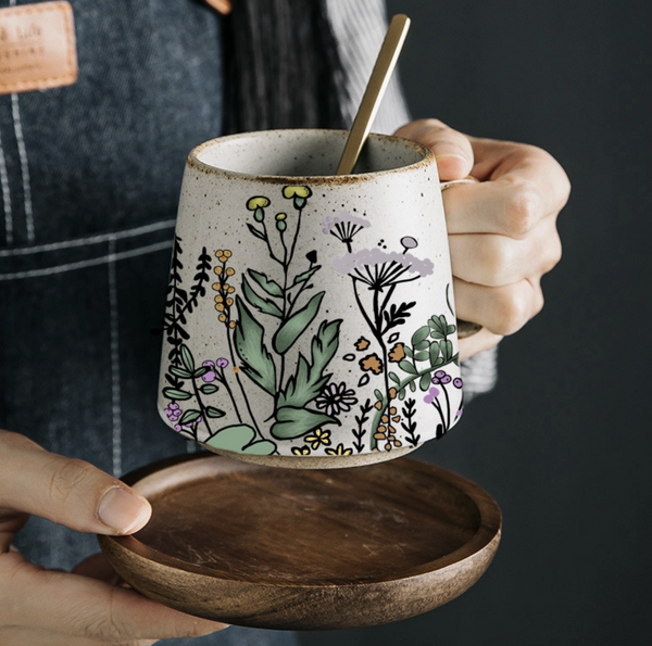 Floral Harmony Stoneware Mug