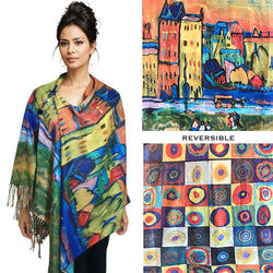 Abstract Houses Reversible Button Shawl