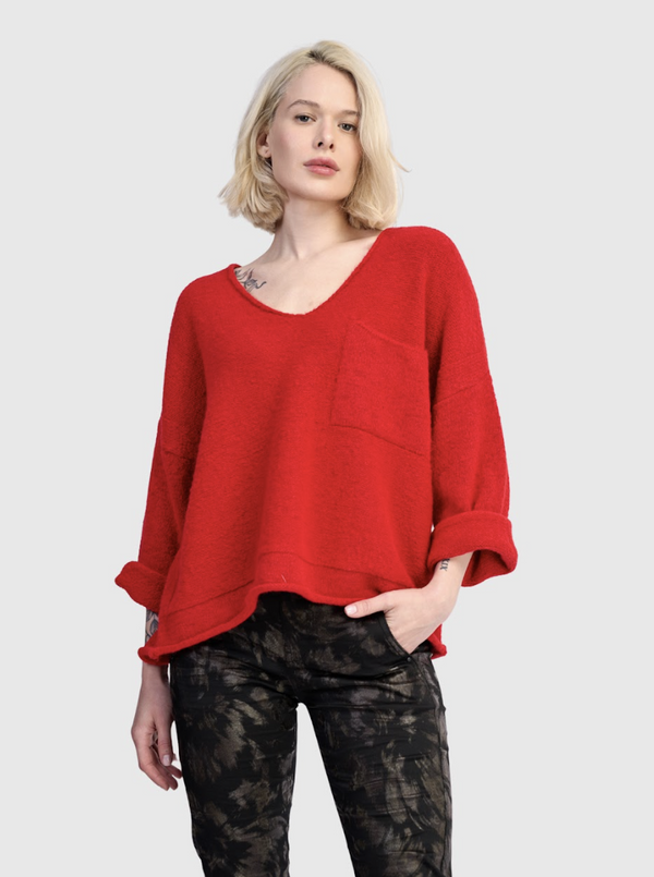 Red V-Neck Sweater