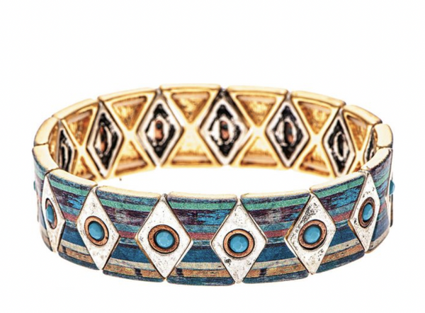 Multi Stripe Diamond Triangle Bracelet