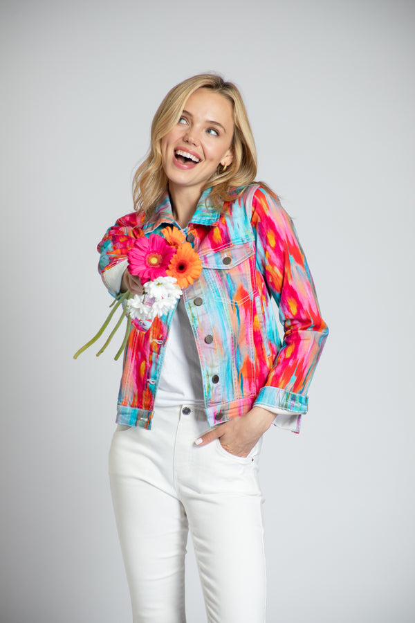 Multi Watercolor Jean Jacket