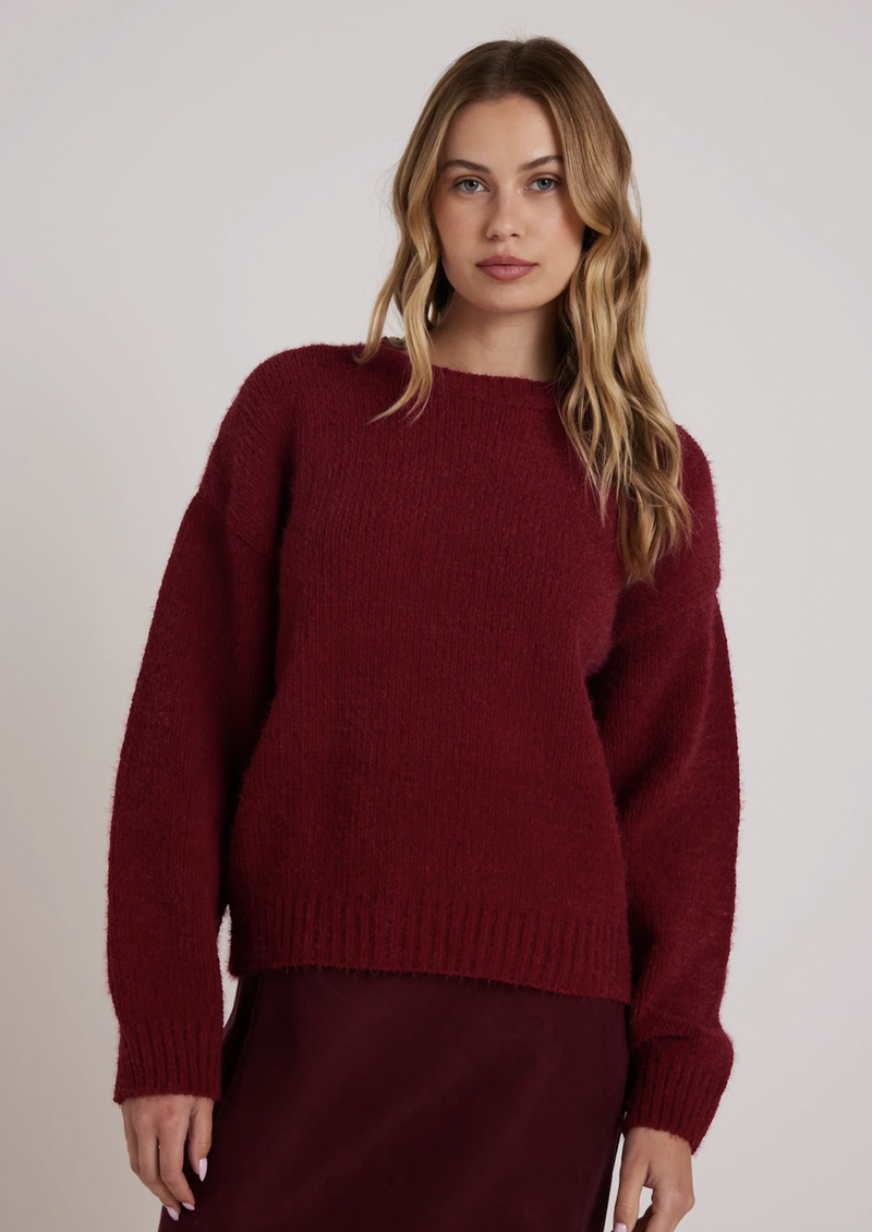 Plum Fuzzy Chenille Sweater