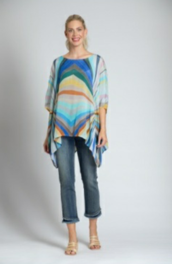 Multi Blue Poncho Top