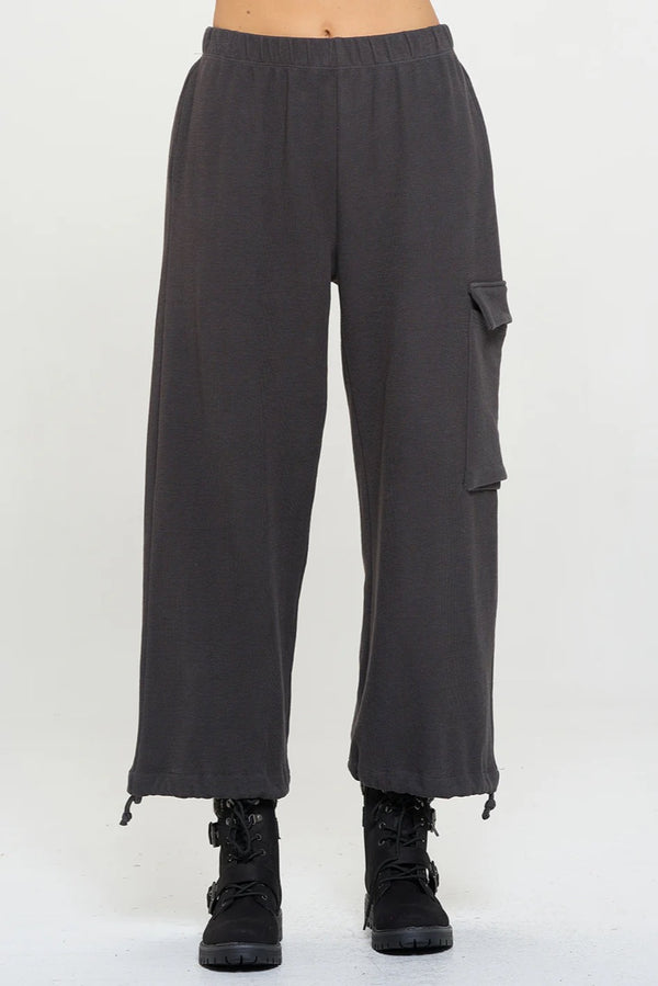 Grey Ribbed Cargo Pant