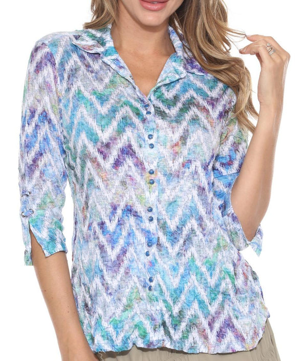 Chevron Haze Button Top