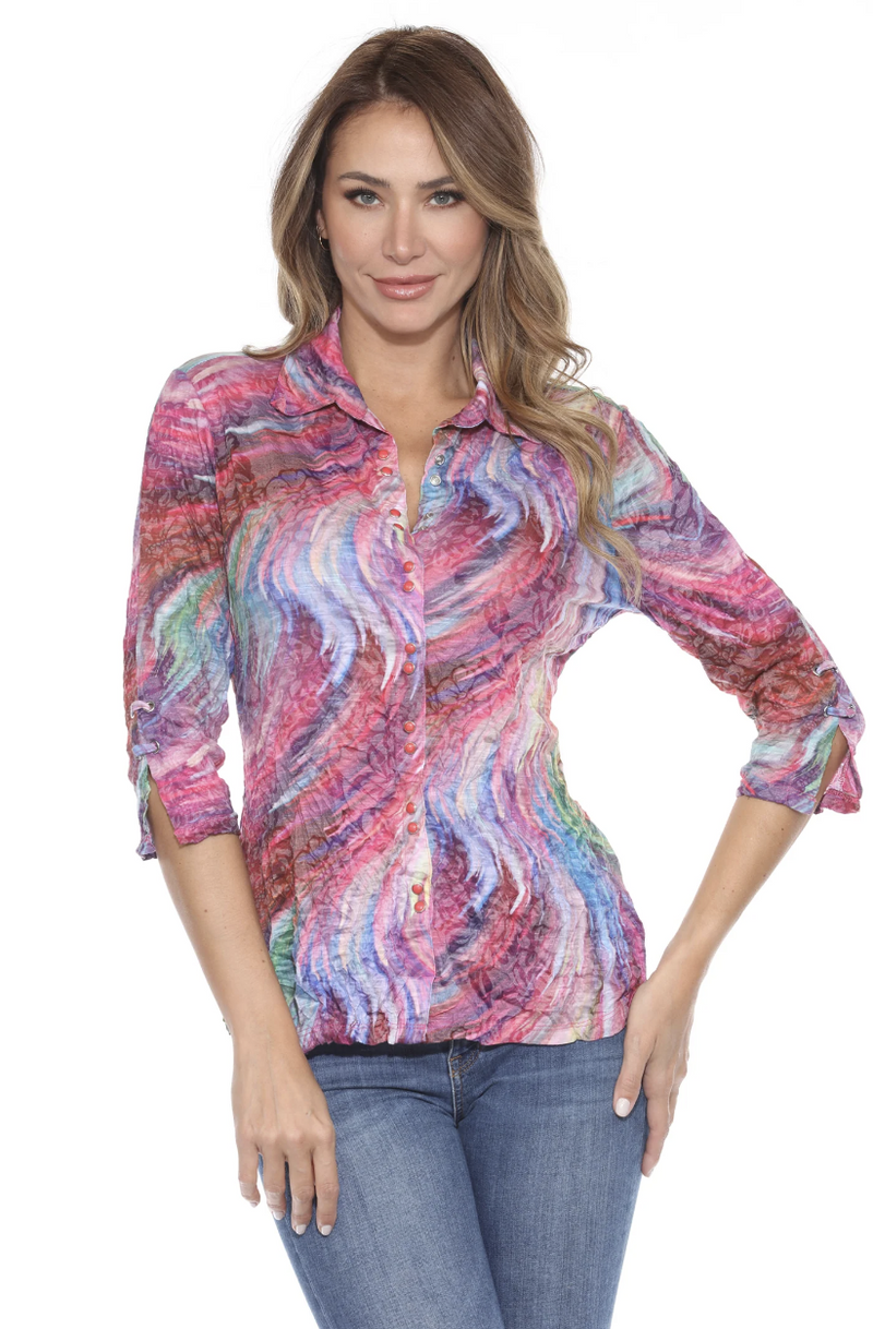 Vibrant Dance Button Top