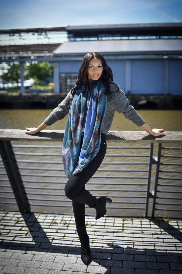 Blue Bisbee Ikat Inspired Scarf